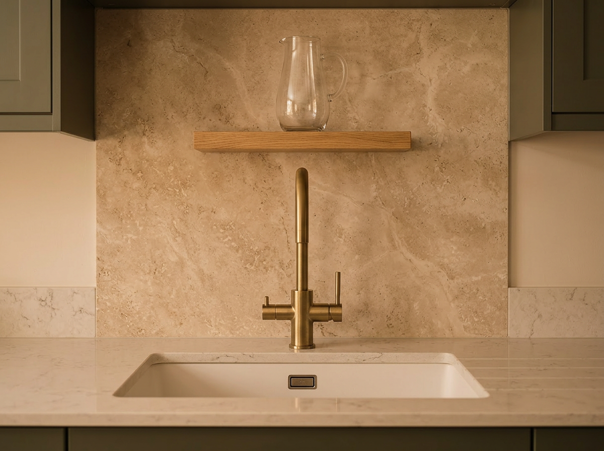 Brass over Travertine.